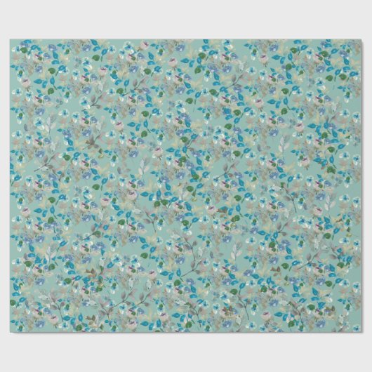 ミントウォーターカラーフローラバラブランチすべての行事 ラッピングペーパー (フラット)