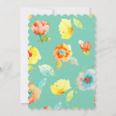 ミントウォーターカラーポピーブライダルシャワー 招待状 (裏面)