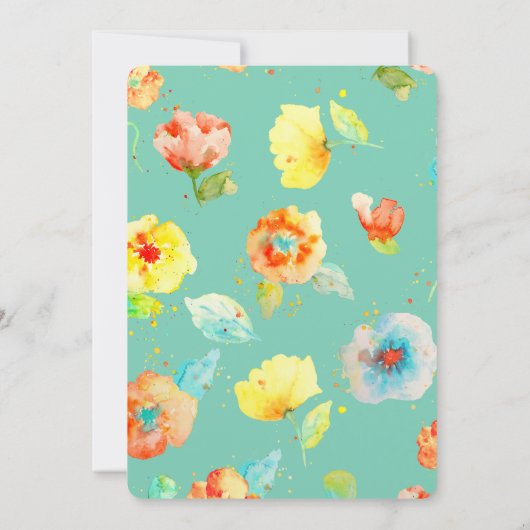 ミントウォーターカラーポピー結婚ズ 招待状 (裏面)