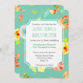 ミントウォーターカラーポピー結婚ズ 招待状 (正面/裏面)