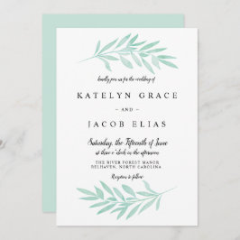 ミントウォーターカラー結婚式招待状 招待状