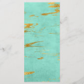 ミントエレガントおよび金ゴールドマーブル結婚のメニュー メニュー (裏面)