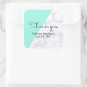 ミントエレガントと白い大理石の赤ちゃんシャワー スクエアシール (バッグ)