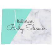 ミントエレガントと白い大理石の赤ちゃんシャワー ラージペーパーバッグ (正面)