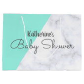 ミントエレガントと白い大理石の赤ちゃんシャワー ラージペーパーバッグ (裏面)