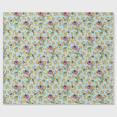 ミントエレガントクイーンビーハニカム&フラワー ラッピングペーパー (フラット)