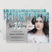 ミントエレガントグリッターがsweet sixteen投入 招待状 (正面/裏面)