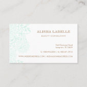 ミントエレガントグリーンとホワイトフローラの葉レース 名刺 (裏面)