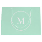 ミントエレガントグリーンカラーモノグラムモダンテンプレート ラージペーパーバッグ (正面)