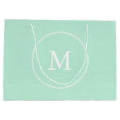 ミントエレガントグリーンカラーモノグラムモダンテンプレート ラージペーパーバッグ (裏面)
