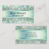 ミントエレガントグリーングリッターがノタリーに流れる 名刺 (正面/裏面)