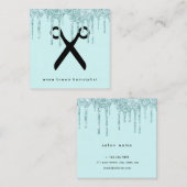 ミントエレガントグリーングリッターはヘアスタイリストを乾燥させる スクエア名刺 (正面/裏面)