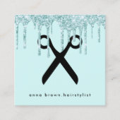 ミントエレガントグリーングリッターはヘアスタイリストを乾燥させる スクエア名刺 (正面)