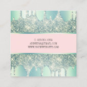 ミントエレガントグリーングリッタードリップ爪、 ネイル スクエア名刺 (裏面)