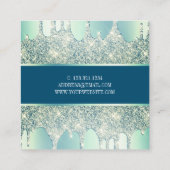 ミントエレガントグリーングリッタードリップ爪、 ネイル スクエア名刺 (裏面)