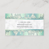 ミントエレガントグリーングリッタードリップ爪、 ネイル 名刺 (裏面)