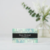 ミントエレガントグリーングリッタードリップ爪、 ネイル 名刺 (スタンド正面)