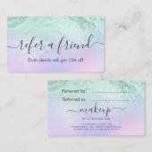 ミントエレガントグリーングリッター大理石メイクアップアーティスト 紹介カード (正面/裏面)