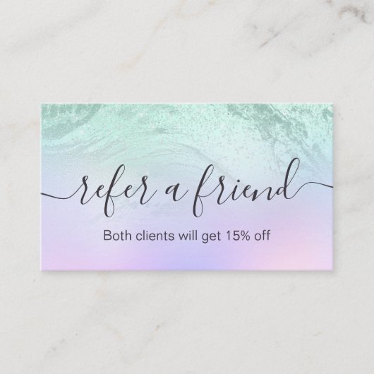 ミントエレガントグリーングリッター大理石メイクアップアーティスト 紹介カード (正面)