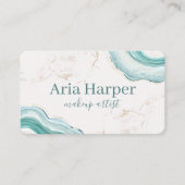 ミントエレガントグリーンゲード金ゴールドグリッターアゲート 名刺 (正面)