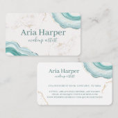 ミントエレガントグリーンゲード金ゴールドグリッターアゲート 名刺 (正面/裏面)