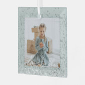 ミントエレガントグリーンシルバーグリッタースパークルフォト ガラスオーナメント (正面左)