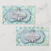 ミントエレガントグリーンダマスクファッション名刺 名刺 (正面/裏面)