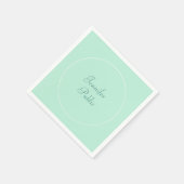 ミントエレガントグリーンテンプレート手書きスクリプト スタンダードカクテルナプキン (角)