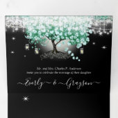 ミントエレガントグリーンハートリーフ結婚ズ 三つ折り招待状 (内部最初)