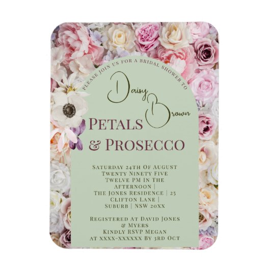 ミントエレガントグリーンフローラアーチサマーブライダルシュウェ マグネット (縦)