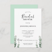 ミントエレガントグリーンブライダルシャワー招待 招待状 (正面/裏面)