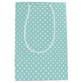 ミントエレガントグリーンライトアクアティール(緑がかった色)パタ点々のあるーン ミディアムペーパーバッグ (正面)