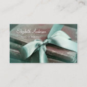 ミントエレガントグリーンリボン付きヴィンテージ本 名刺 (正面)