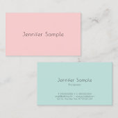 ミントエレガントグリーン赤面ピンクミニマモダンリスト 名刺 (正面/裏面)