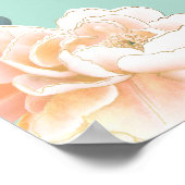 ミントエレガントグリーン金ゴールド赤面ピーチフローラズ結婚 ポスター (角)