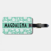 ミントエレガントグリーン&ホワイトフローラダマスク ラゲッジタグ (裏面横)