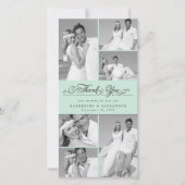 ミントエレガントスカロップバンド6フォトシック結婚ズ サンキューカード (正面)