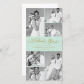 ミントエレガントスカロップバンド6フォトシック結婚ズ サンキューカード (正面/裏面)