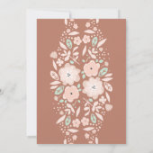 ミントエレガントテラコッタボホスモールフラワーズ結婚ーズ 招待状 (裏面)