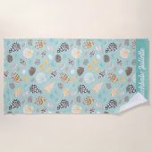 ミントエレガントパターン（の模様が）あるの貝殻 ビーチタオル (正面)