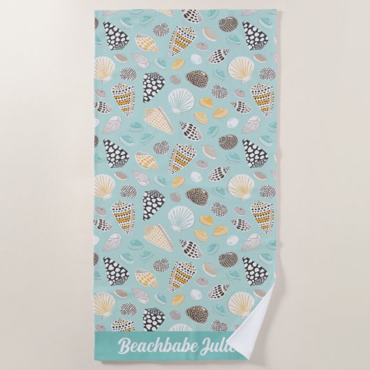 ミントエレガントパターン（の模様が）あるの貝殻 ビーチタオル (正面)