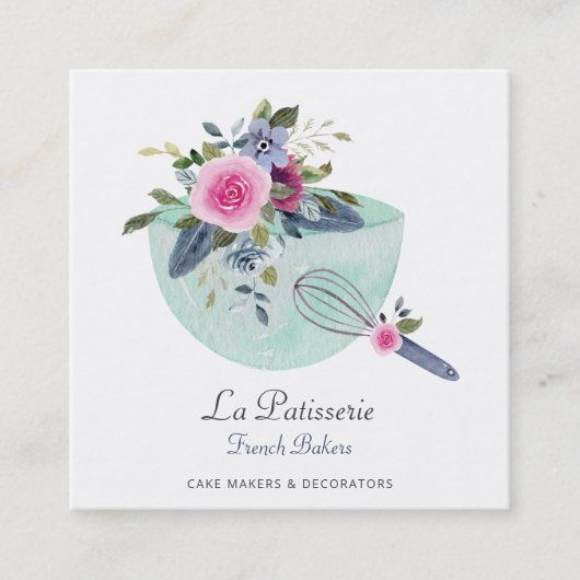 ミントエレガントフローラ結婚ケーキメーカーベーカリー スクエア名刺 (正面)