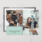 ミントエレガントホリデー応援フォトコラージシルバー ポストカード (正面/裏面)