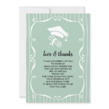 ミントエレガントホワイト卒業ありがとうフォトカード