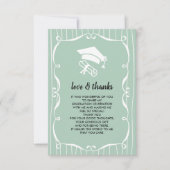 ミントエレガントホワイト卒業ありがとうフォトカード 招待状 (正面)