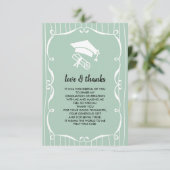 ミントエレガントホワイト卒業ありがとうフォトカード 招待状 (スタンド正面)