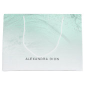 ミントエレガントミニマルグリーングリッター大理石 ラージペーパーバッグ (正面)