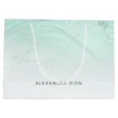 ミントエレガントミニマルグリーングリッター大理石 ラージペーパーバッグ (裏面)