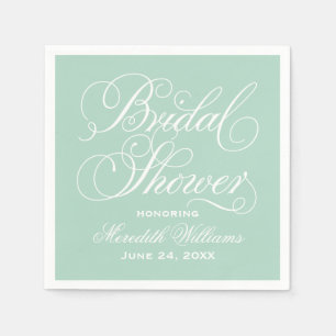 ミントエレガント書道結婚のブライダルシャワー スタンダードカクテルナプキン
