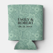 ミントエレガント – グリーントーンレトロフローラレース 缶クーラー (裏面)